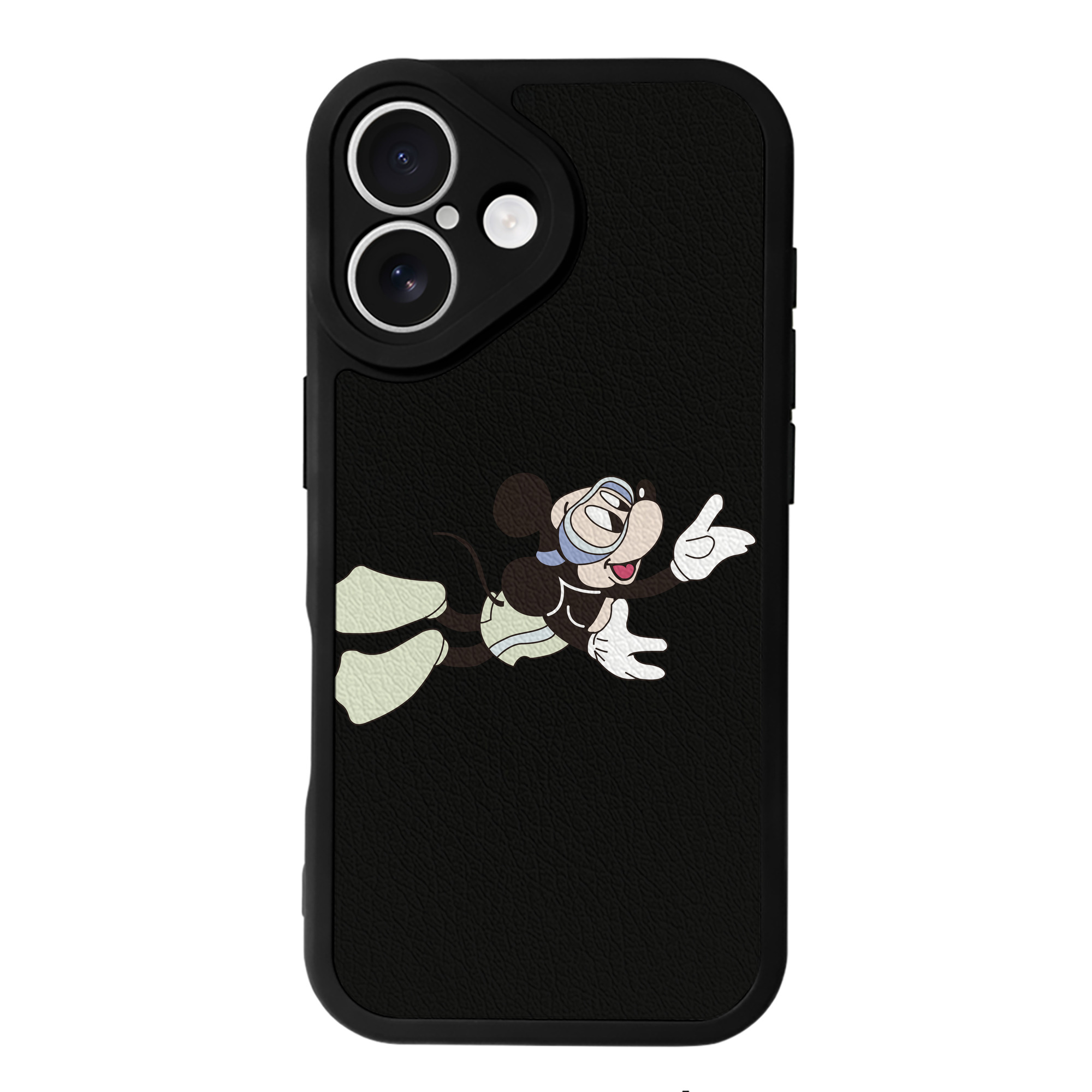 （画像用） ミッキーマウス Mickey Mouse 【iPhone 16シリーズ対応】シリコンスマホケース（レザー調） 材質：シリコン